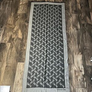Coach Black and Gray Monogram Silk-Blend Scarf